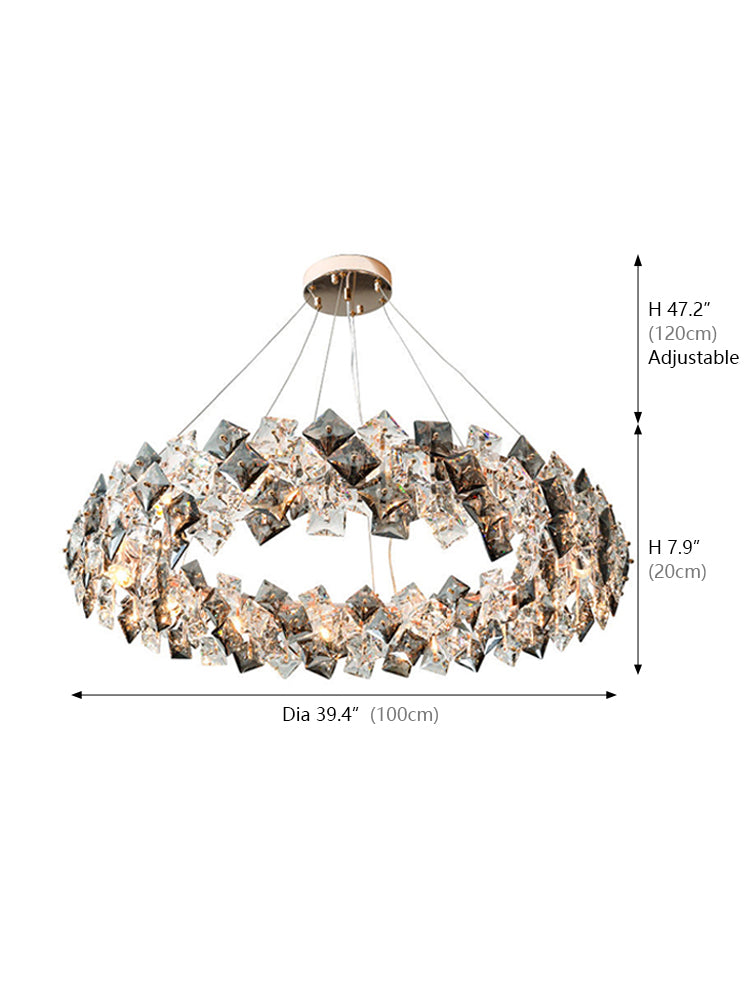 Four Corner Crystal Round Chandelier