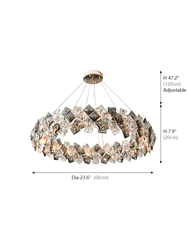 Four Corner Crystal Round Chandelier