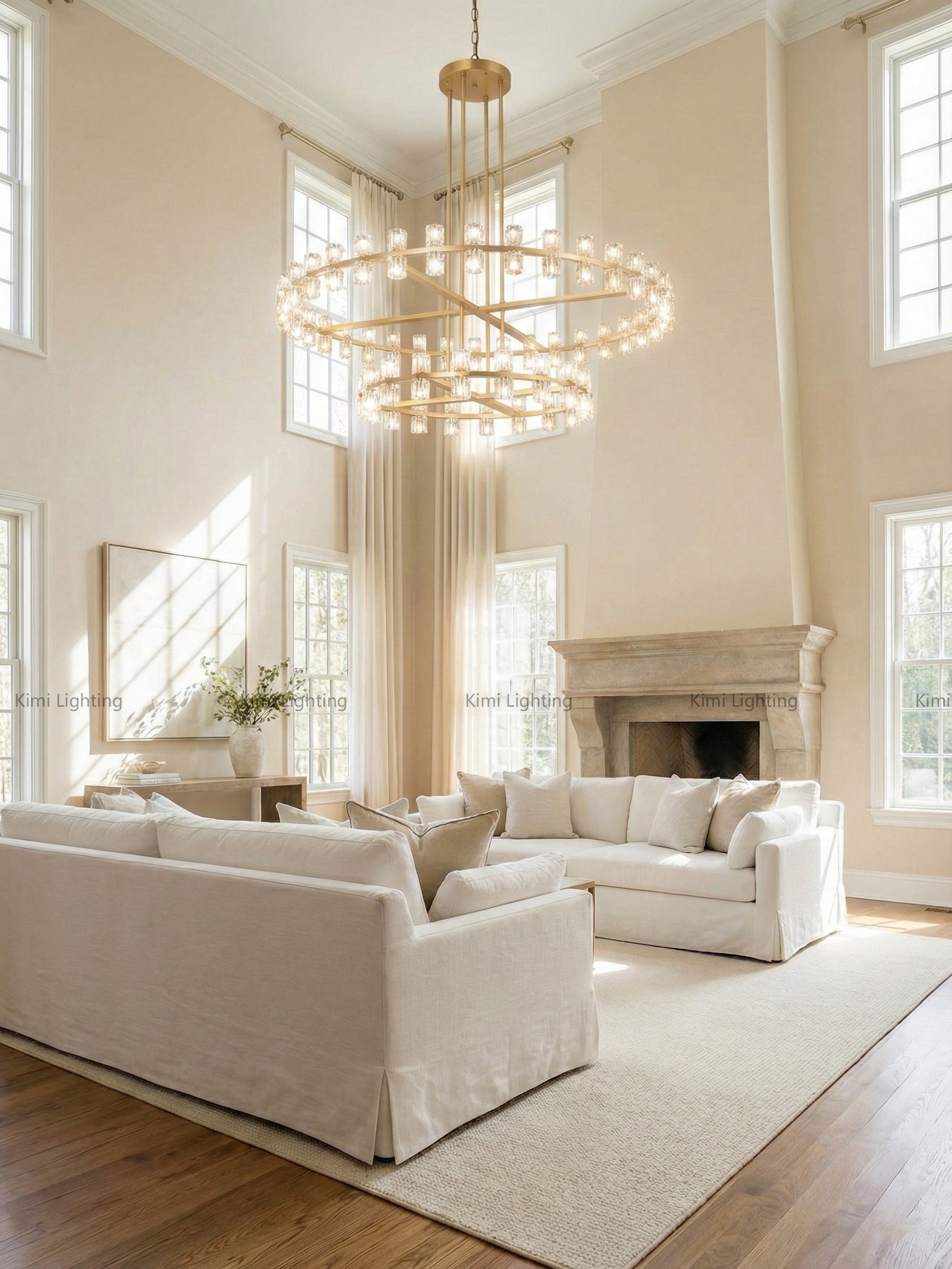 Round Large Crystal Chandelier 60in