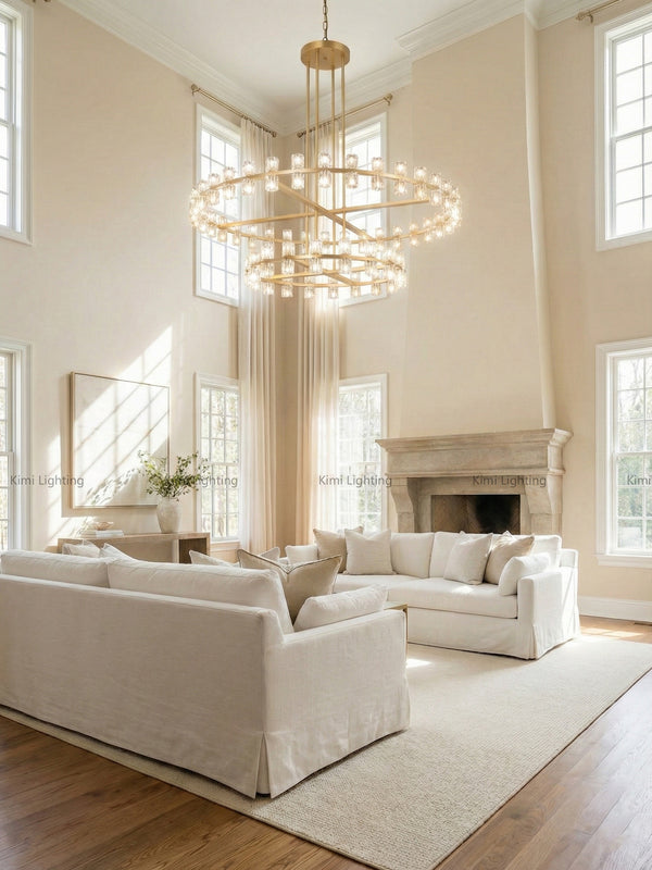 Round Large Crystal Chandelier 60in