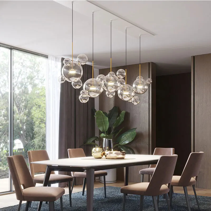 Clear Glass Giopato Bolle Linear Chandelier