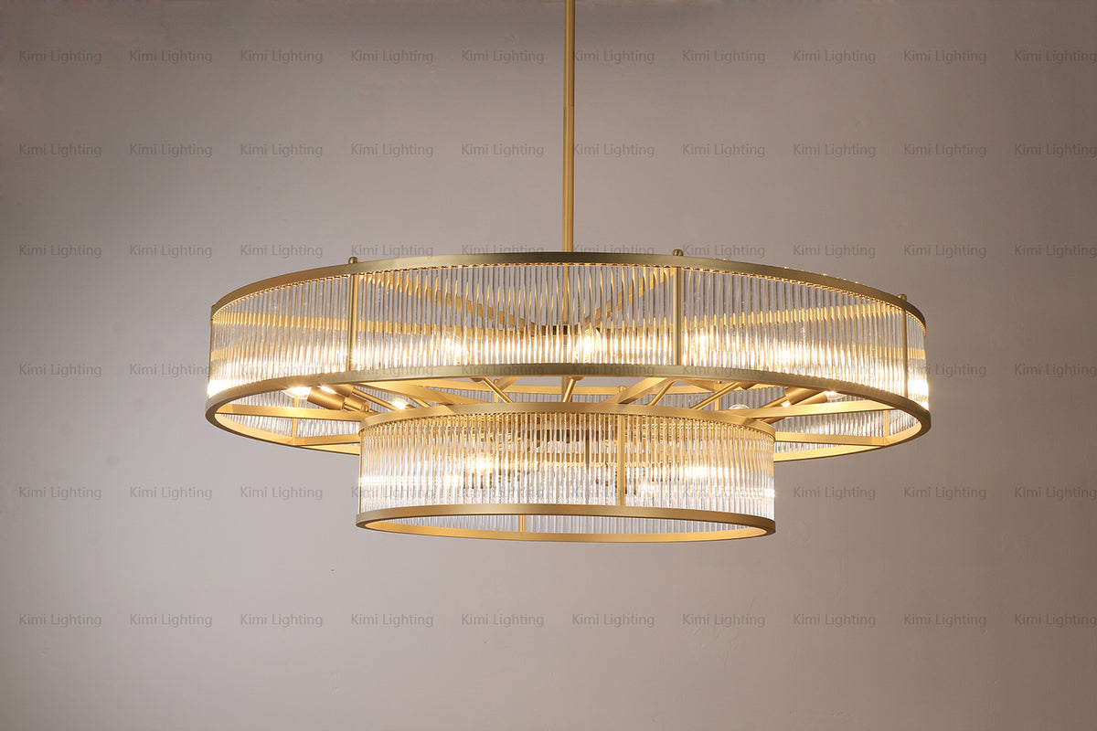 Contemporary Two-layer Glass Hanging Chandelier