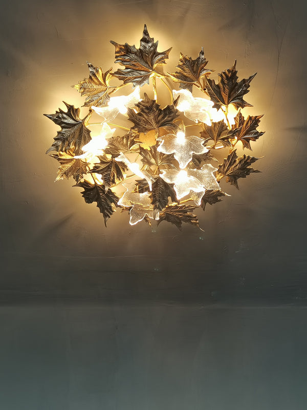 Brass Maple Leaf Ceiling Light