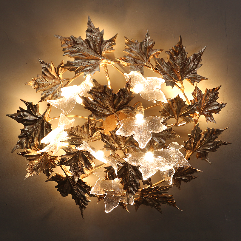 Brass Maple Leaf Ceiling Light