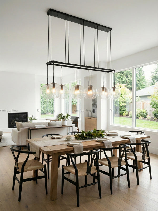 Glass Globe Rectangular Chandelier