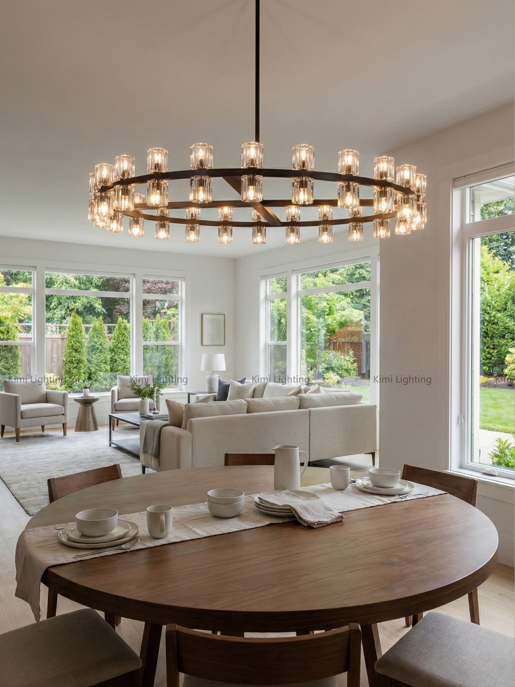 Industrial Crystal Prisms Chandelier