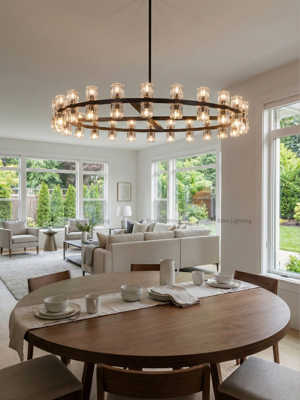 Industrial Crystal Prisms Chandelier