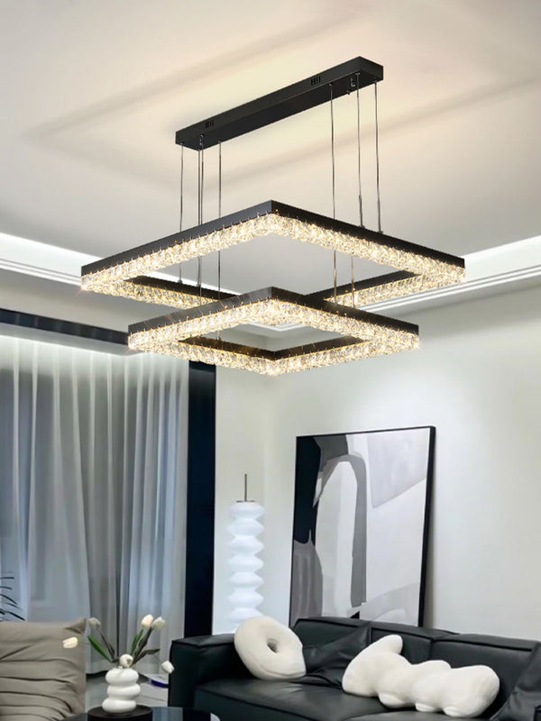 Black Square Crystal Chandelier