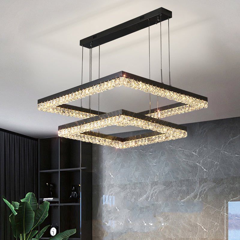 Black Square Crystal Chandelier