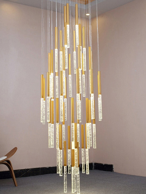 Crystal Column Staircase Pendant Light