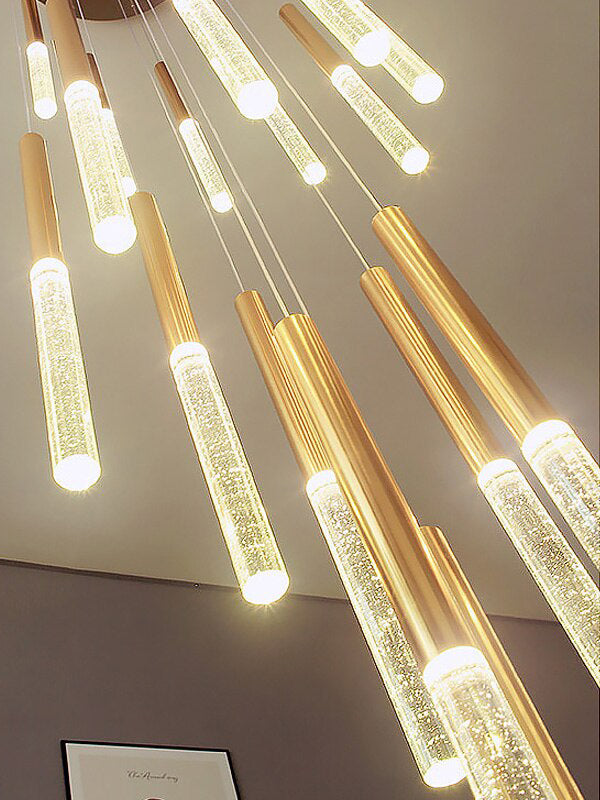 Crystal Column Staircase Pendant Light