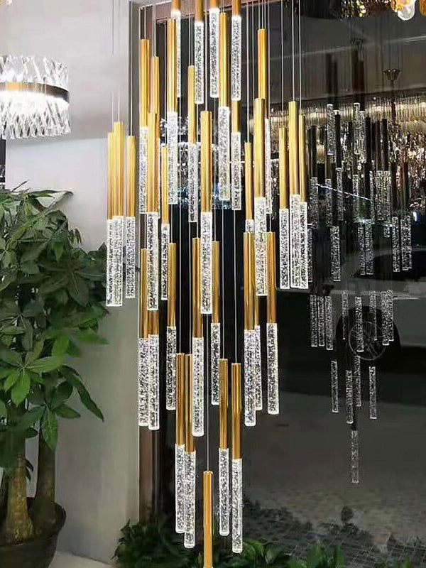 Crystal Column Staircase Pendant Light