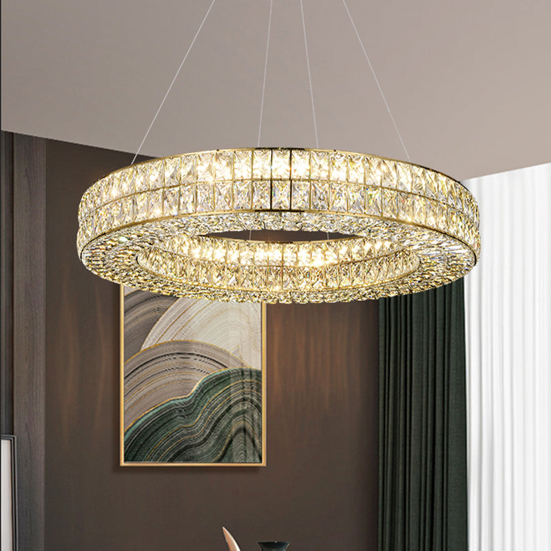 Modern Crystal Round Chandelier Gold For Living Room