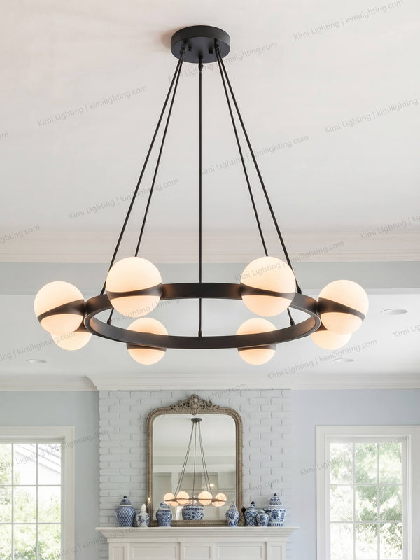 Black metal chandelier dining room modern ambient lighting