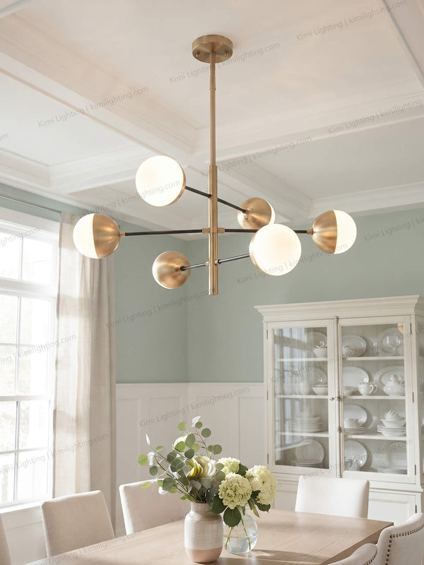 Glass chandelier dining room modern luxury compass style lighting fixture