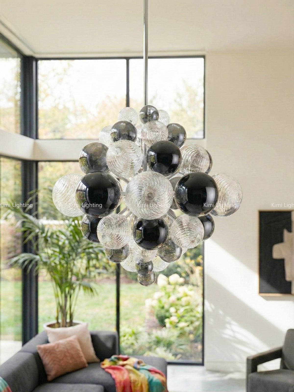 Striped Glass Globe Chandelier