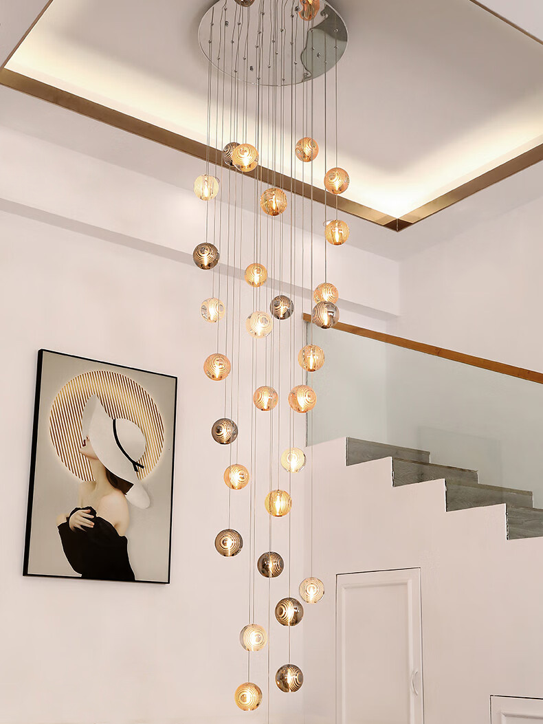 Textured Glass Staircase Pendant Light