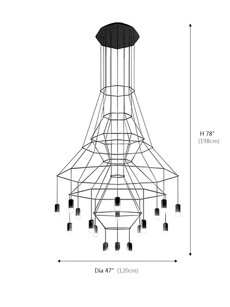 Unique Wireflow Pendant Staircase Long Fixture