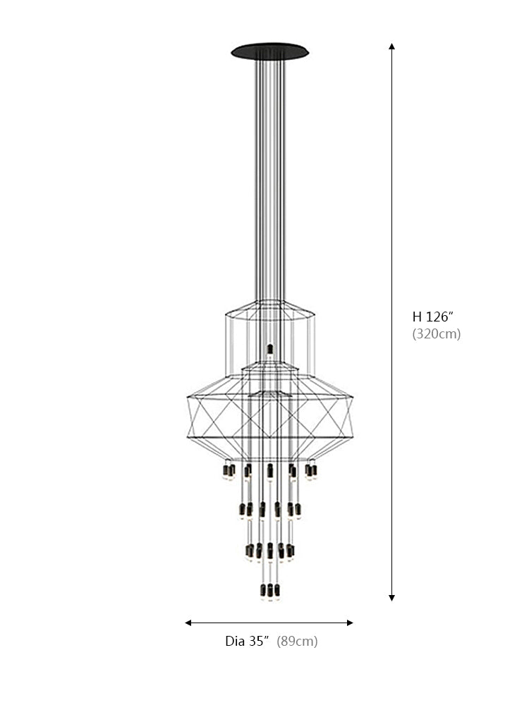 Unique Wireflow Pendant Staircase Long Fixture