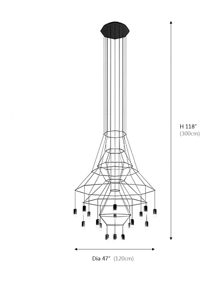 Unique Wireflow Pendant Staircase Long Fixture