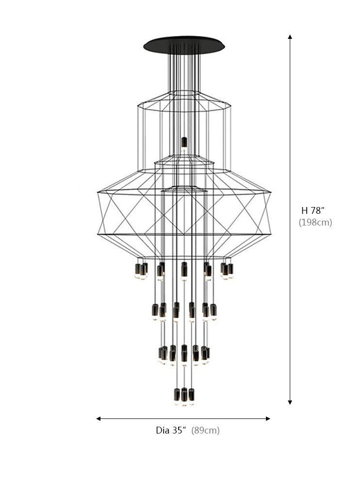 Unique Wireflow Pendant Staircase Long Fixture