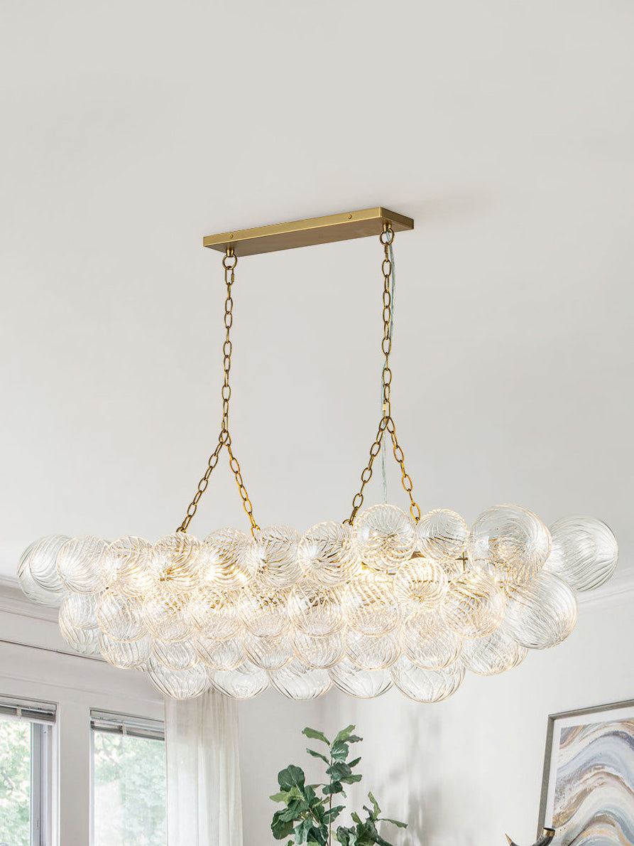 Ribbed Glass Bubble Semiflush Chandelier