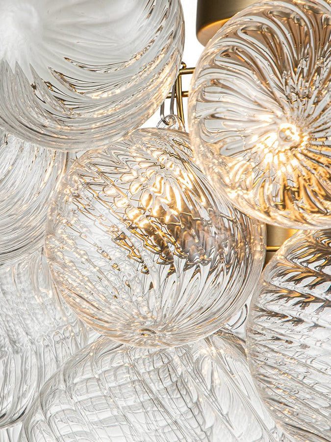 Ribbed Glass Bubble Semiflush Chandelier