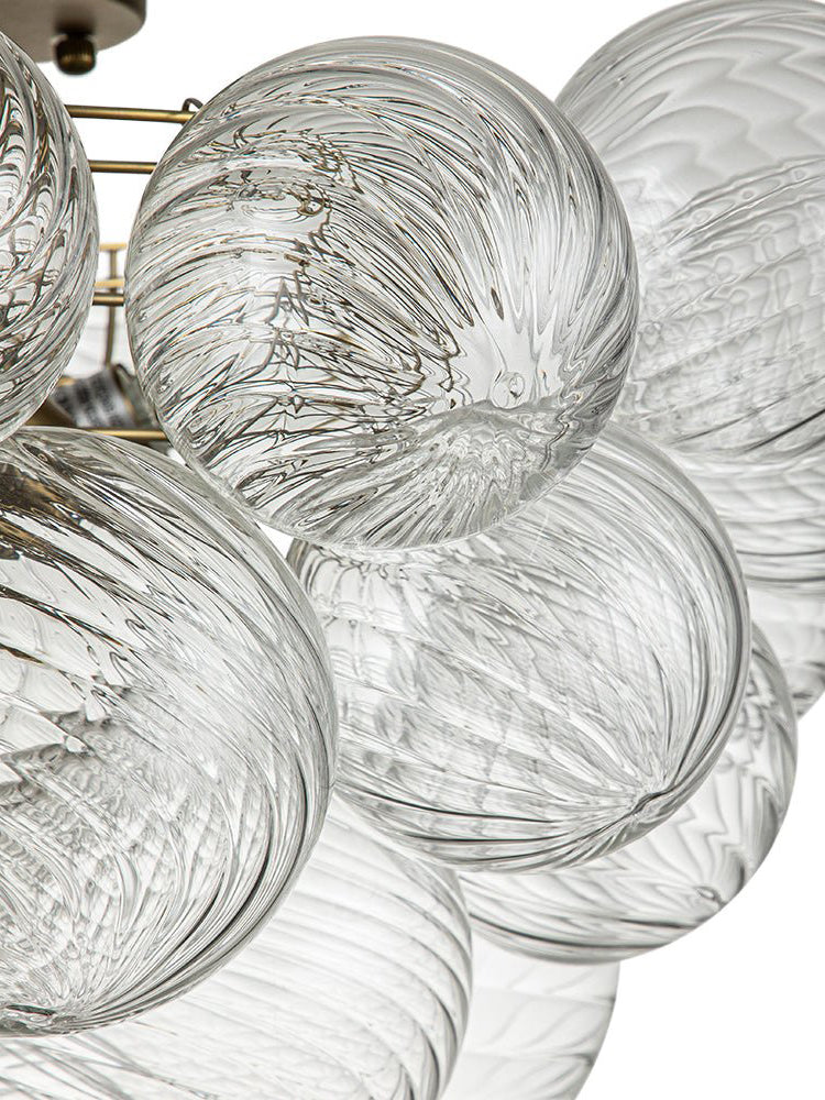 Ribbed Glass Bubble Semiflush Chandelier