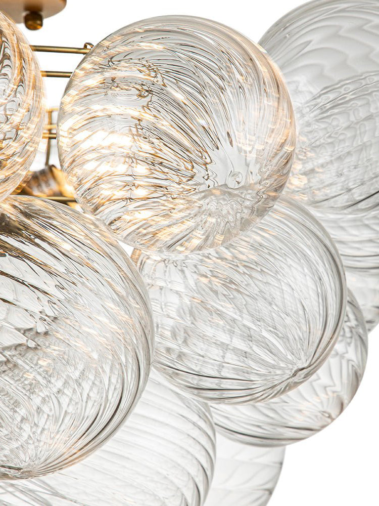 Ribbed Glass Bubble Semiflush Chandelier