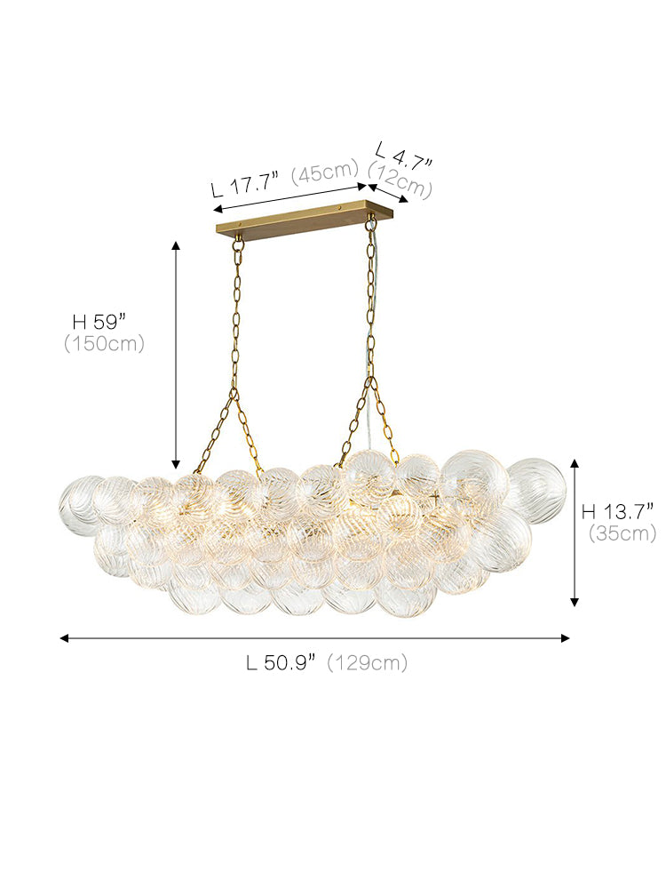 Ribbed Glass Bubble Semiflush Chandelier