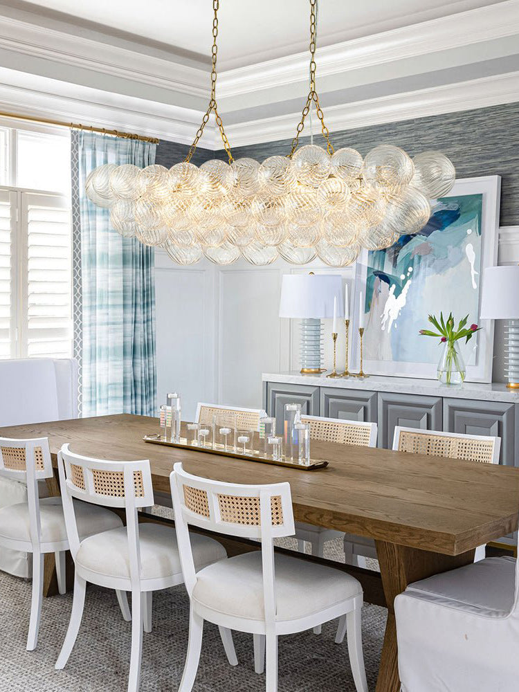 Ribbed Glass Bubble Semiflush Chandelier