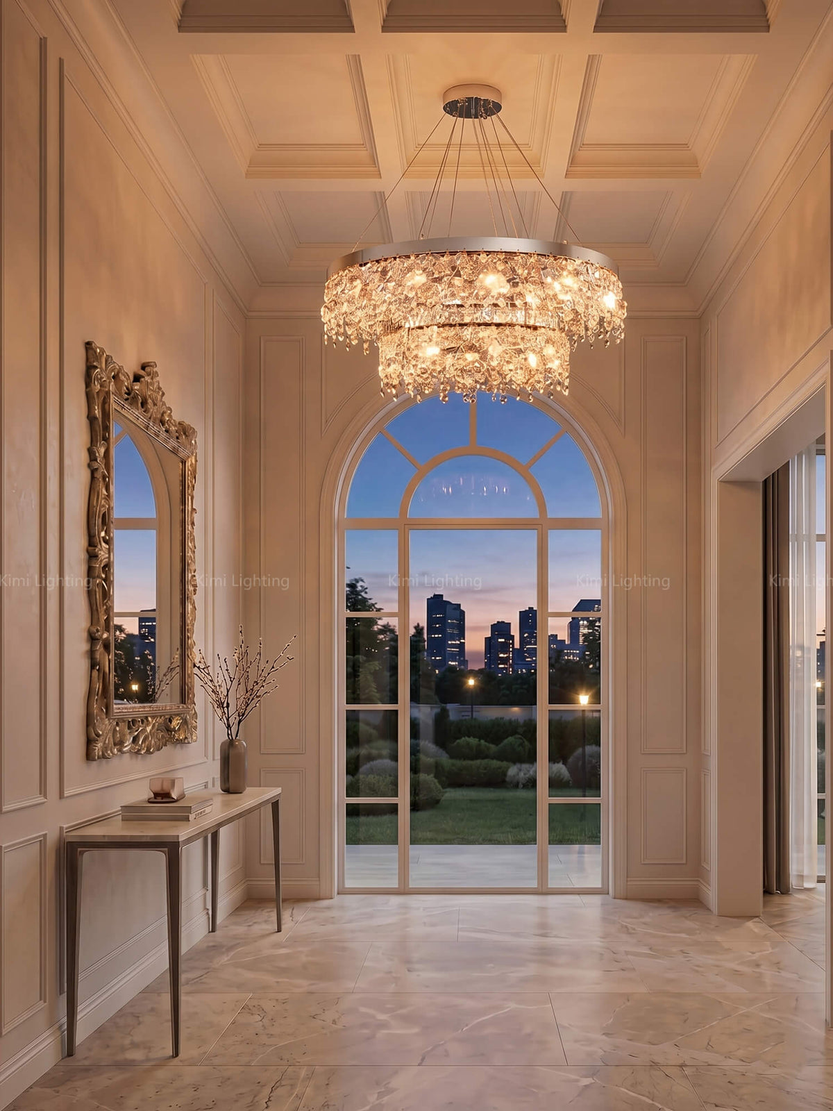 Bolle pendant lighting suited for foyers and entryways