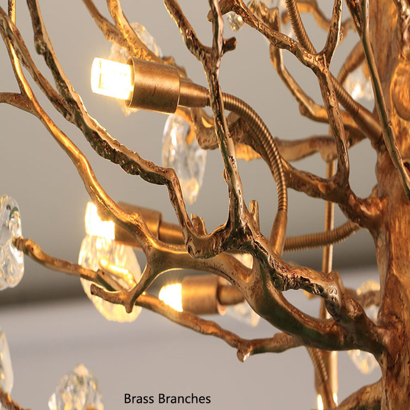 Brass-Branches-Chandelier-Handmade-Glass-Stone