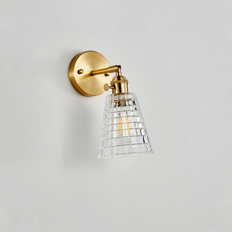 Clear-Checked-Glass-Brass-Wall-Sconce