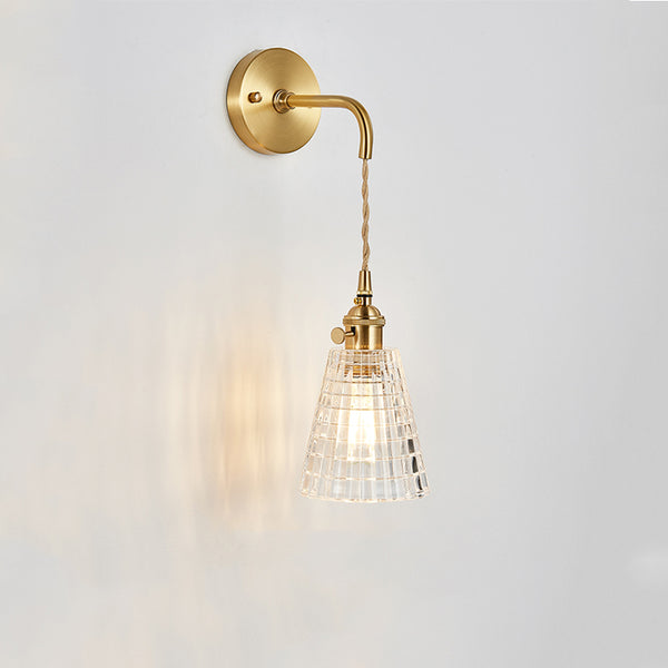 Clear-Checked-Glass-Brass-Wall-Sconce