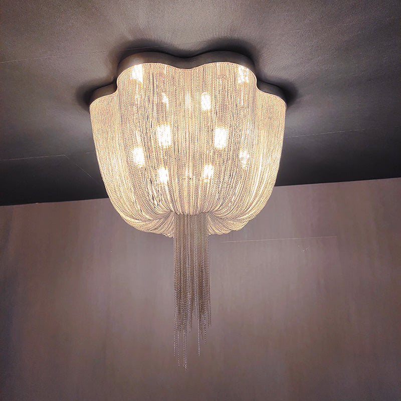 Contemporary Aluminum Ceiling Light Hanging Chian Tassel