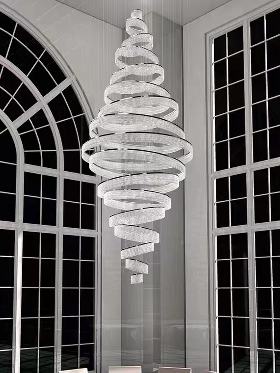 Large Duplex Crystal Staircase Chandelier