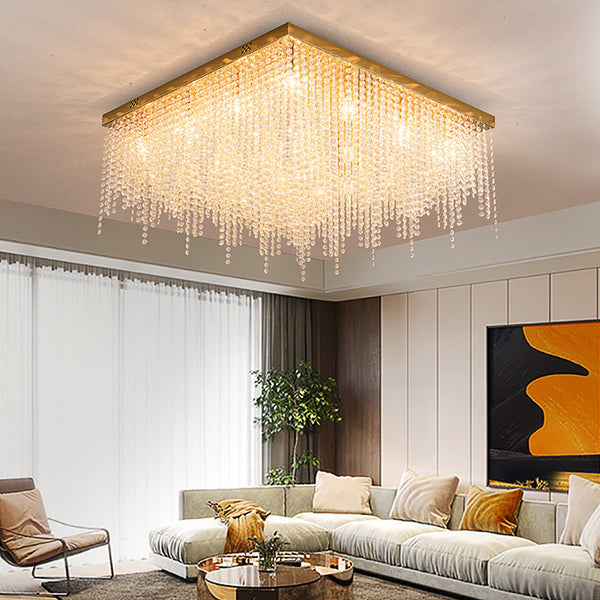 Modern Crystal Ceiling Light Fixture Rectangular
