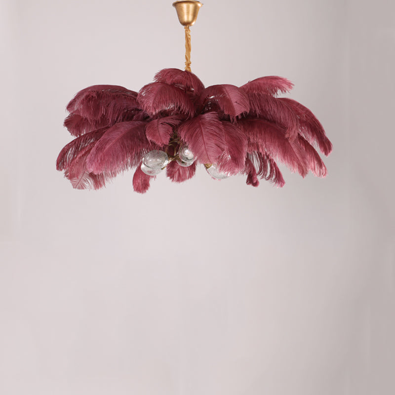 Nordic-Ostrich-Feather-Chandelier-Brass-PalmTree-Lamp