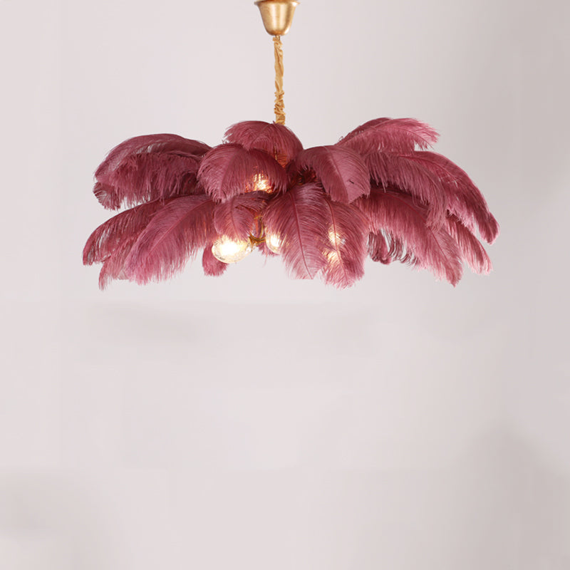 Nordic-Ostrich-Feather-Chandelier-Brass-PalmTree-Lamp