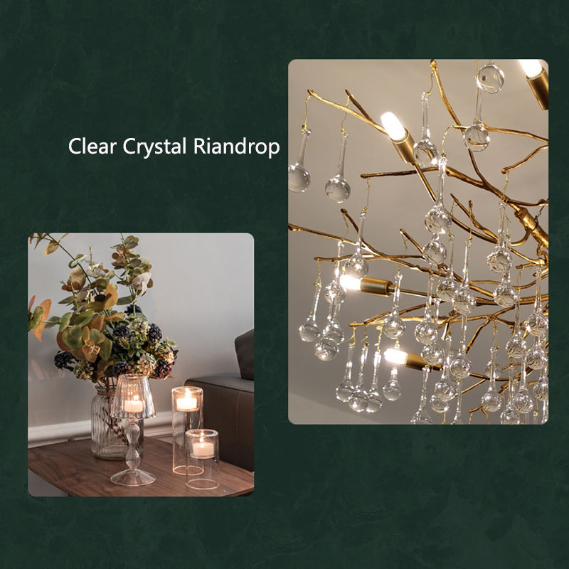 Raindrop-Pendant-Lighting-Cryatal-Ball-Brass-Chandelier