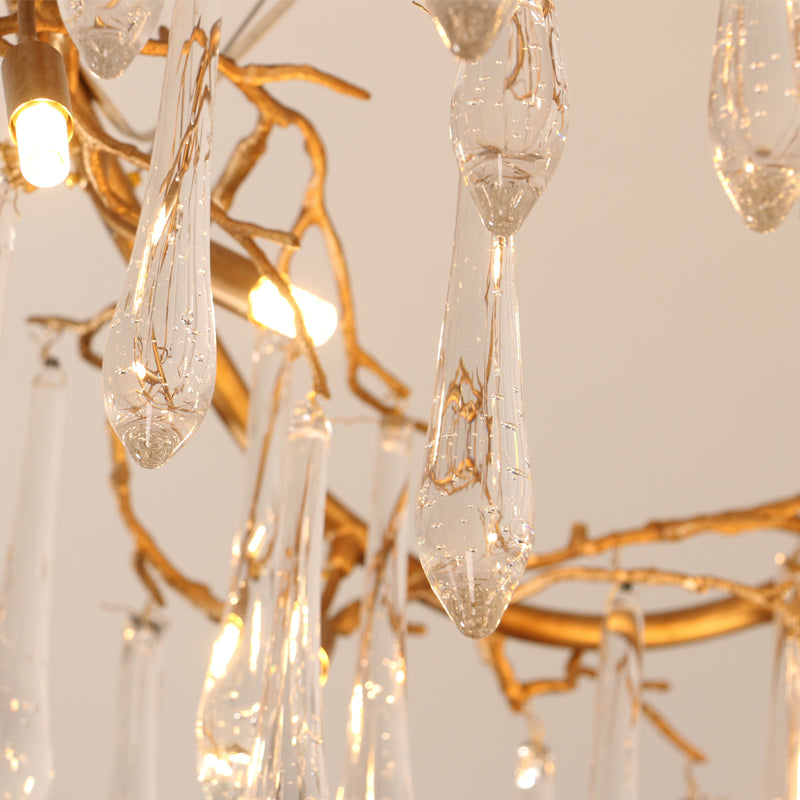 Two-Tier-Brass-Branches-Chandelier-Glass-Raindrops