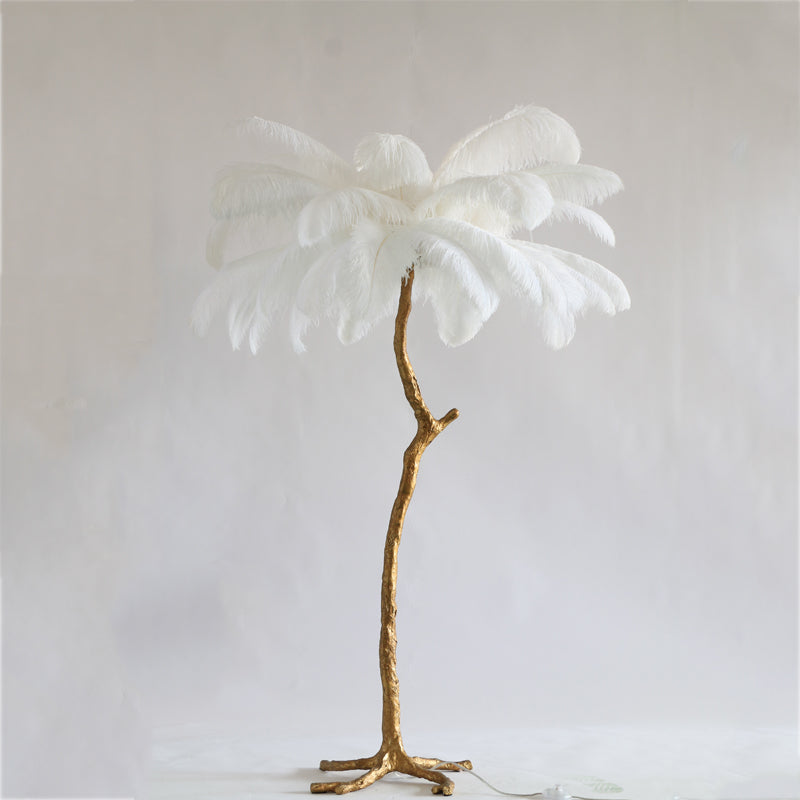 White-Nordic-Ostrich-Feather-Floor-Lamp-Brass-Lighting