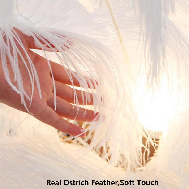 White-Nordic-Ostrich-Feather-Floor-Lamp-Decorative-Lighting