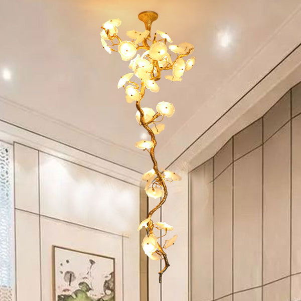 Wide-Linear-Brass-Chandelier-Wire-Frame-and-Glass-Wafers