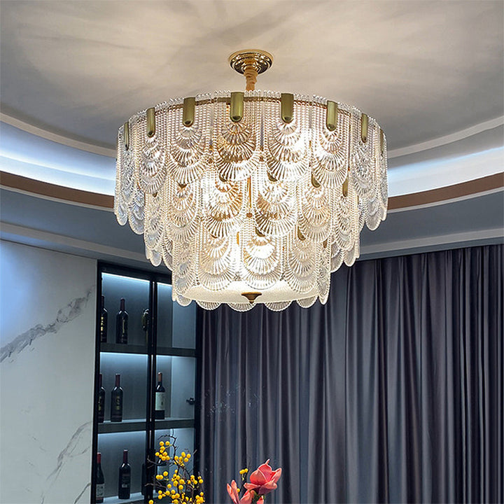 decorative-pattern-glass-round-chandelier