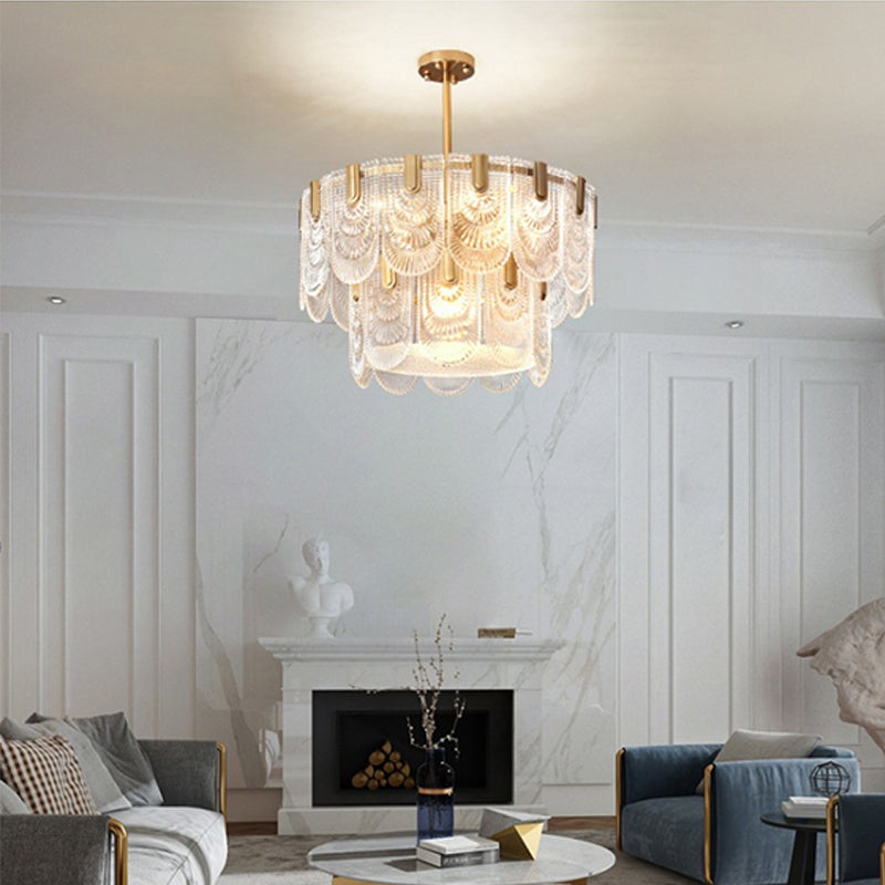 decorative-pattern-glass-round-chandelier