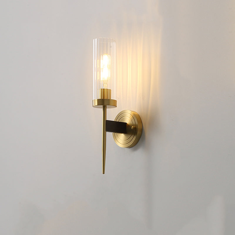 fluted-clear-glass-column-brass-wall-sconce