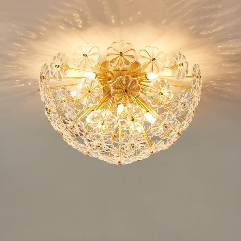 Stunning Clear Flower Half-Globe Ceiling Light